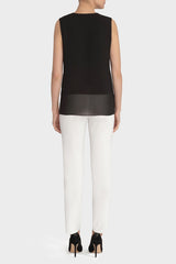 Sheer-Hem V-Neck Tank Color Black