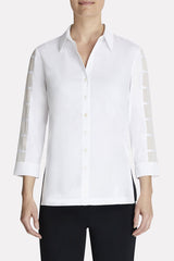 Sheer Sleeve Cotton Blouse Color White