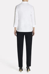Sheer Sleeve Cotton Blouse Color White