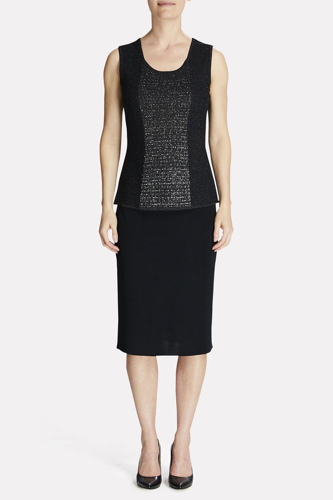 Silver Shimmer Knit Tank Color Black/Silver