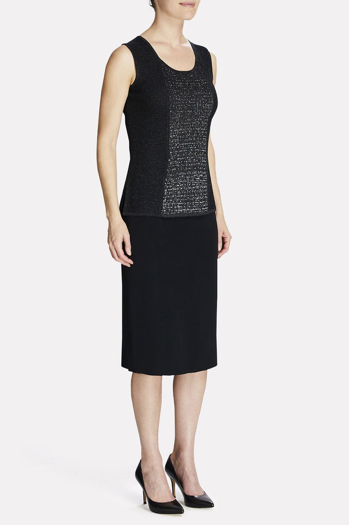 Silver Shimmer Knit Tank Color Black/Silver