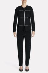 Studded Leather Framed Jacket Color Black