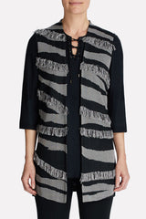Textured Fringe Vest Color Black/Sterling