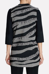 Textured Fringe Vest Color Black/Sterling