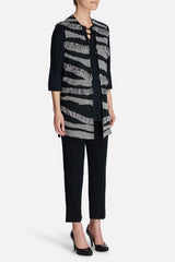 Textured Fringe Vest Color Black/Sterling