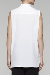 Wave Stitch Sleeveless Tunic Color White