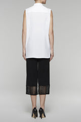 Wave Stitch Sleeveless Tunic Color White