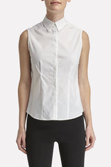Sleeveless Button-Up Blouse Color White