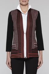 Zinnia Stripe Pattern Jacket Color Black/White/Zinnia