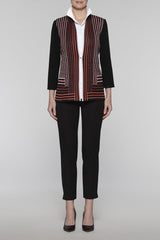 Zinnia Stripe Pattern Jacket Color Black/White/Zinnia