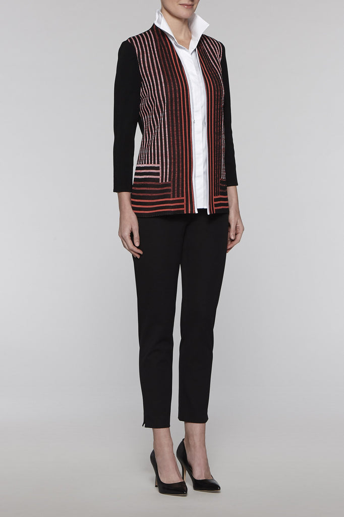 Zinnia Stripe Pattern Jacket Color Black/White/Zinnia