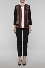 Zinnia Stripe Pattern Jacket Color Black/White/Zinnia