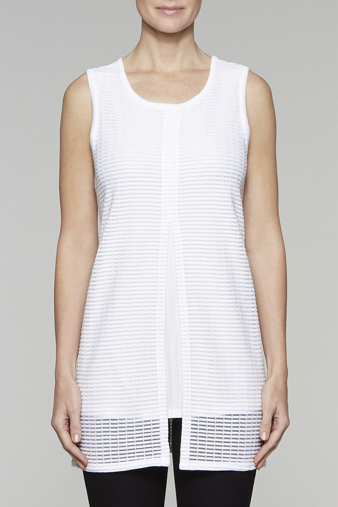 Cage Knit Tank Dress Color White
