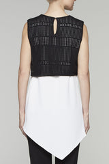 Eyelet Layered Tank Tunic Color White/Black