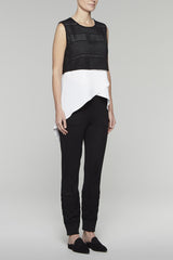 Eyelet Layered Tank Tunic Color White/Black