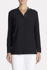 Leather Trimmed Shirt Color Black
