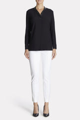 Leather Trimmed Shirt Color Black