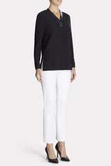 Leather Trimmed Shirt Color Black
