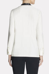 Leather Trimmed Shirt Color White/Black