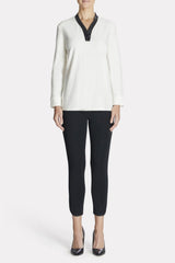 Leather Trimmed Shirt Color White/Black