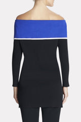 Off-The-Shoulder Colorblock Tunic Color Blue Flame/Black/Ivory