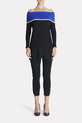 Off-The-Shoulder Colorblock Tunic Color Blue Flame/Black/Ivory