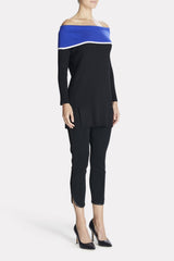 Off-The-Shoulder Colorblock Tunic Color Blue Flame/Black/Ivory