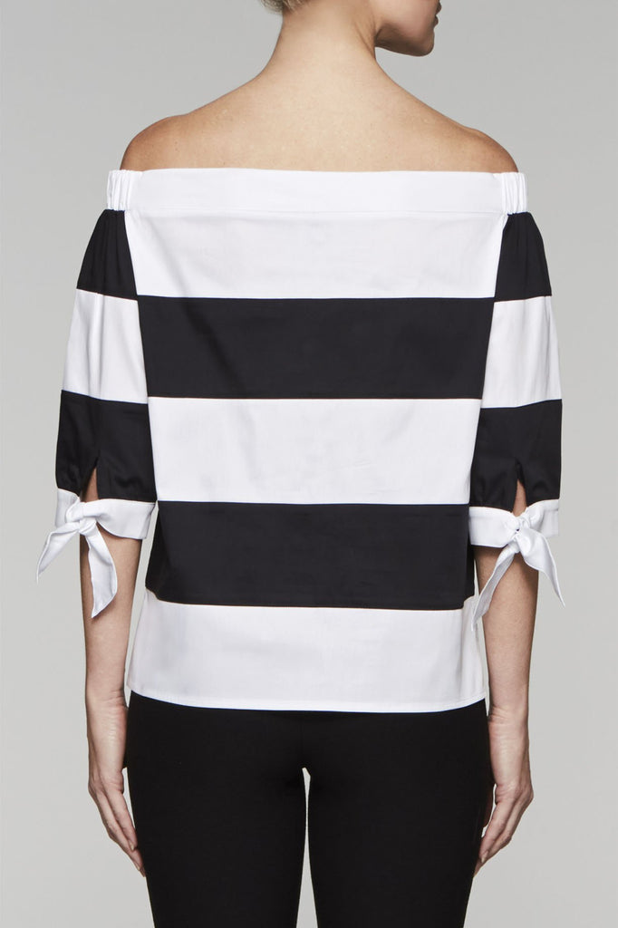 Off-the-Shoulder Striped Top Color White/Black