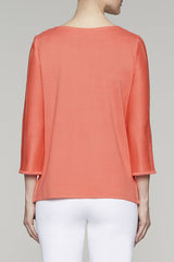 Shredded Hem Pullover Tunic Color Daylily/Almond Beige/White