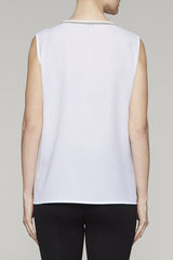 Sparkle Trim V-Neck Tank Color White