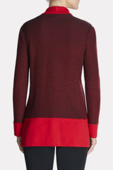 Textured Zip-Up Sweater Color Dusk Red/Black