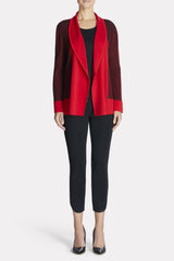 Textured Zip-Up Sweater Color Dusk Red/Black