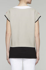 Three-Way Wrap Top Color Daylily/Almond Beige/White/Black