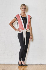 Three-Way Wrap Top Color Daylily/Almond Beige/White/Black