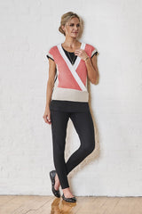 Three-Way Wrap Top Color Daylily/Almond Beige/White/Black